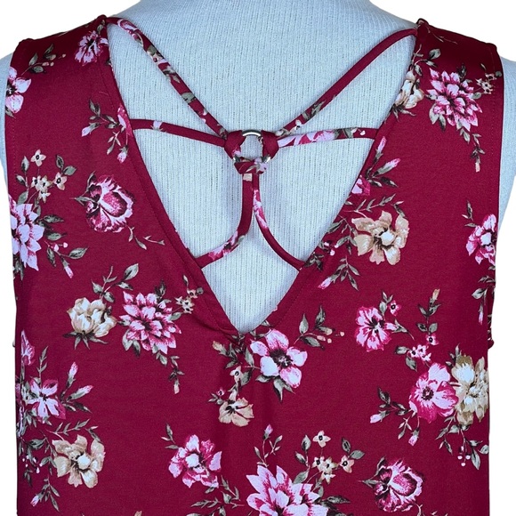 Stitch Fix Women’s Ampton Back Detail Sleeveless Burgundy Floral Knit Top M NWT - Picture 4 of 13
